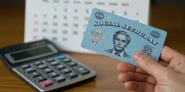 Social Security card with calculator and 2025 calendar in background, representing COLA impact.