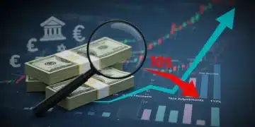 Financial chart with 2025 tax adjustments highlighting potential 10% investment portfolio impact.