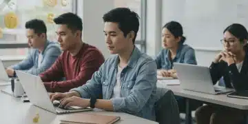 Diverse adult learners studying, symbolizing new federal grant opportunities for education in 2025.