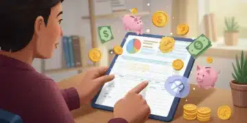 Person reviewing a 2026 budget blueprint on a tablet to cut expenses and save money.