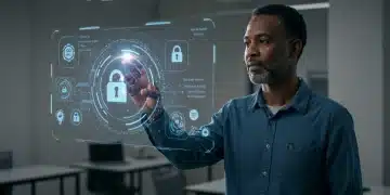 Adult learner grasping essential digital literacy skills for 2026 in a modern U.S. classroom setting.