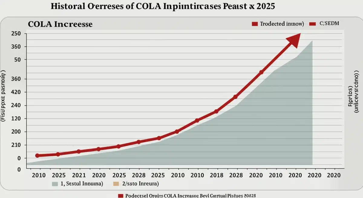 Historical COLA increase trends and 2025 COLA projection graph