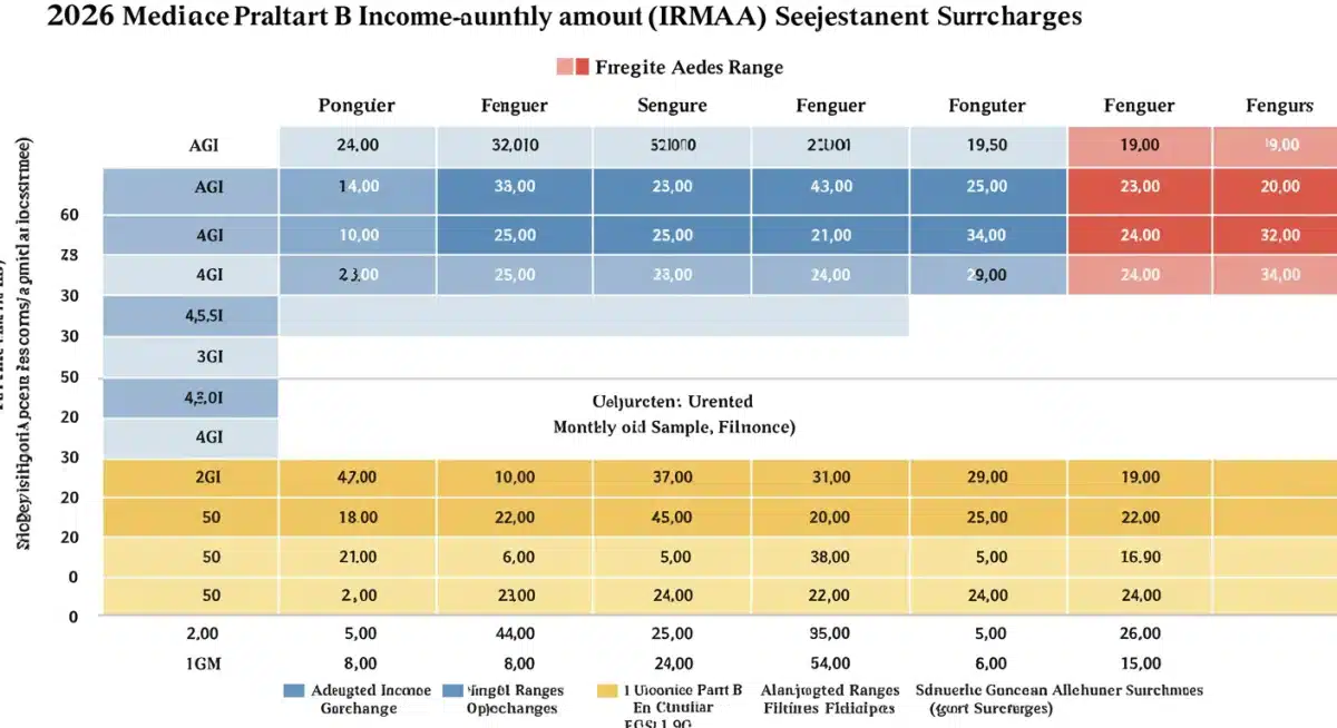 Chart showing 2026 Medicare Part B IRMAA income brackets and premium adjustments
