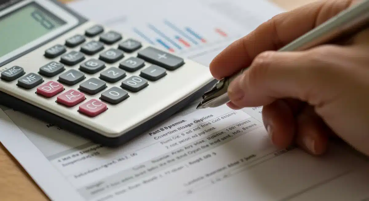 Hand highlighting Medicare Part B premium on a statement