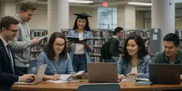 Students utilizing GI Bill and employer tuition assistance in a modern library