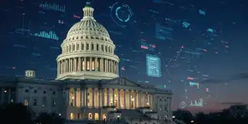 US Capitol building with digital data overlays representing legislative tracking