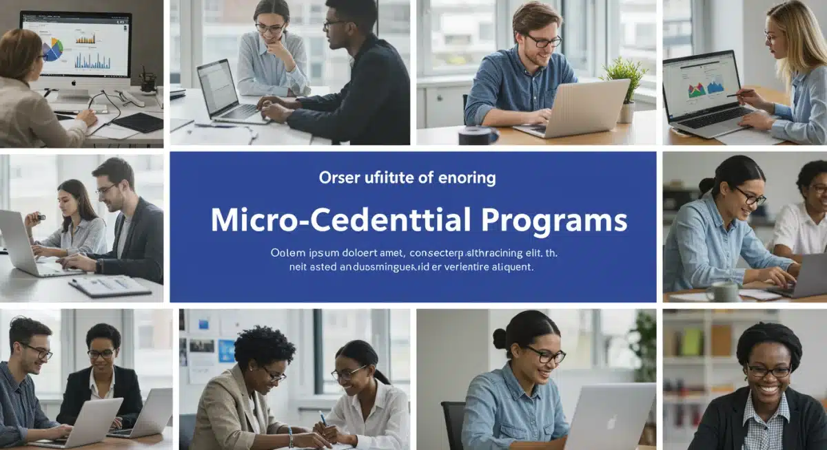 Diverse professionals learning through various micro-credential programs