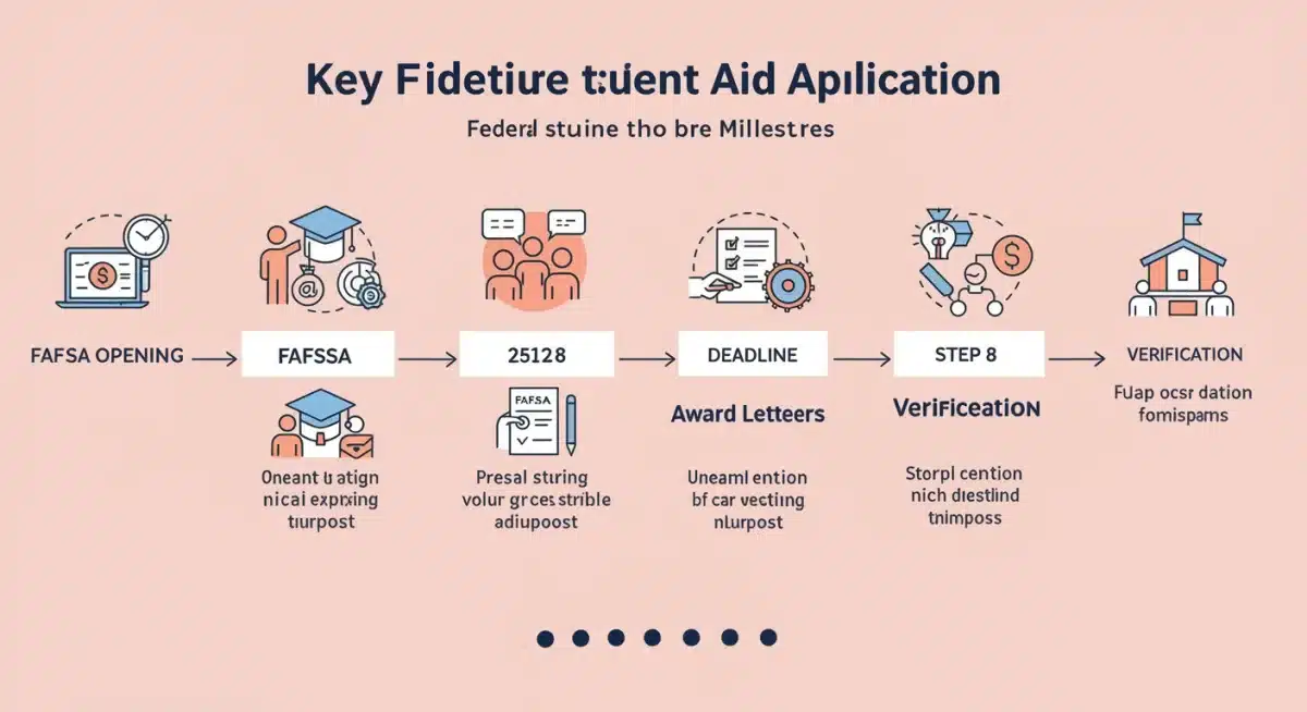 Timeline graphic showing important FAFSA application dates and deadlines.