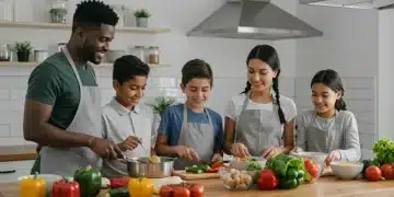 Family cooking healthy meal, symbolizing maximized 2026 SNAP benefits and food security.