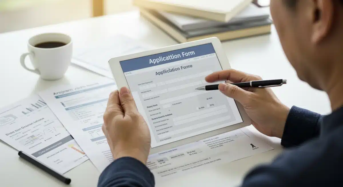 Individual completing online application for financial assistance