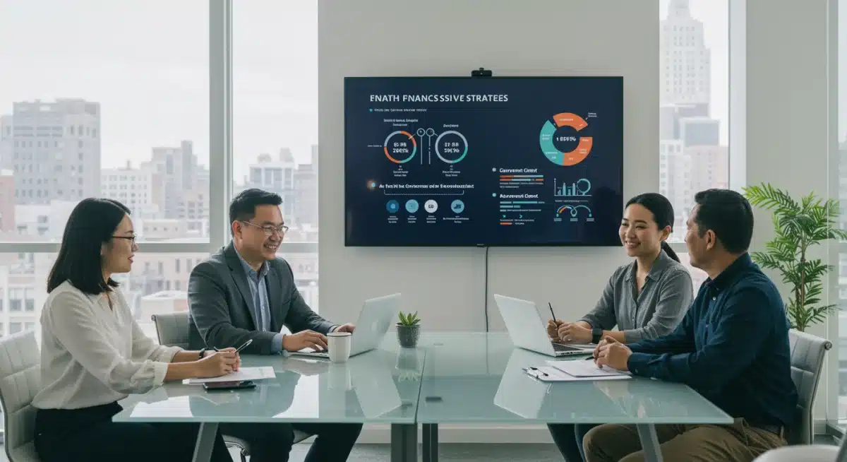 Small business owners discussing government grants and financial strategies