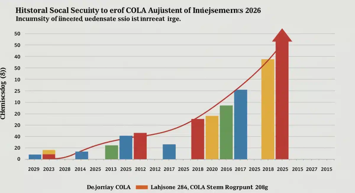 Historical Social Security COLA adjustments graph with 2026 projection