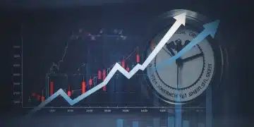 Financial charts with rising arrows and a clock, symbolizing future Federal Reserve interest rate increases.