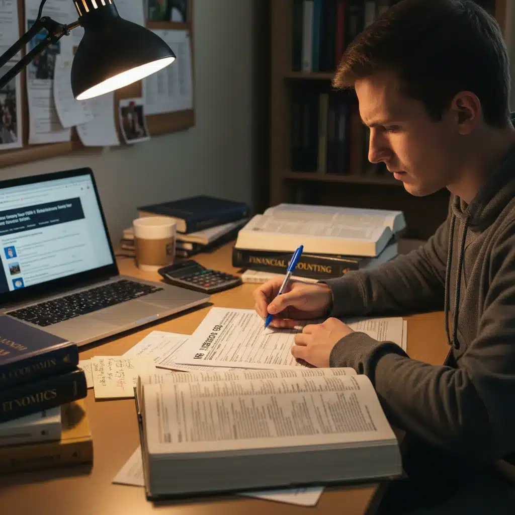 Student filling out tax forms for education expenses