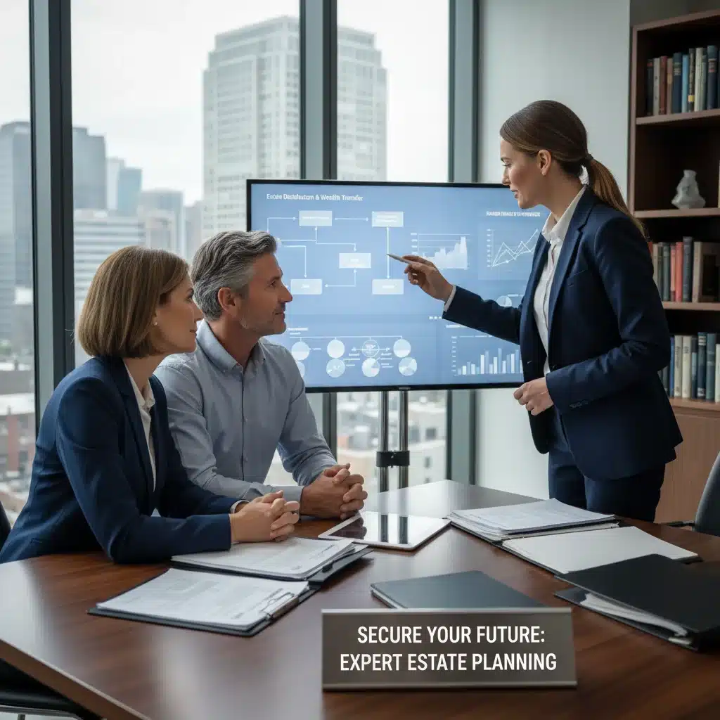 Financial advisor discussing estate planning strategies with clients