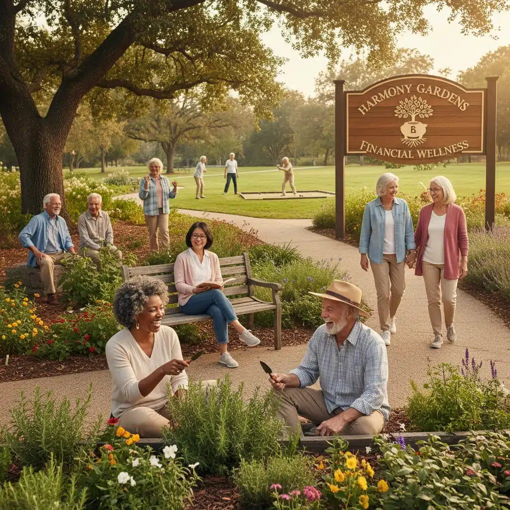 Happy senior citizens enjoying retirement, illustrating financial security and well-being.