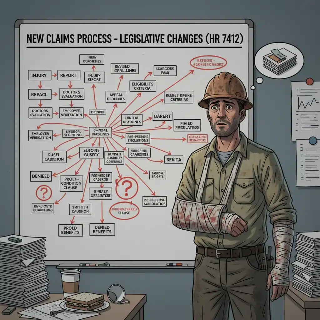 Injured worker navigating complex 2026 workers' compensation claims process