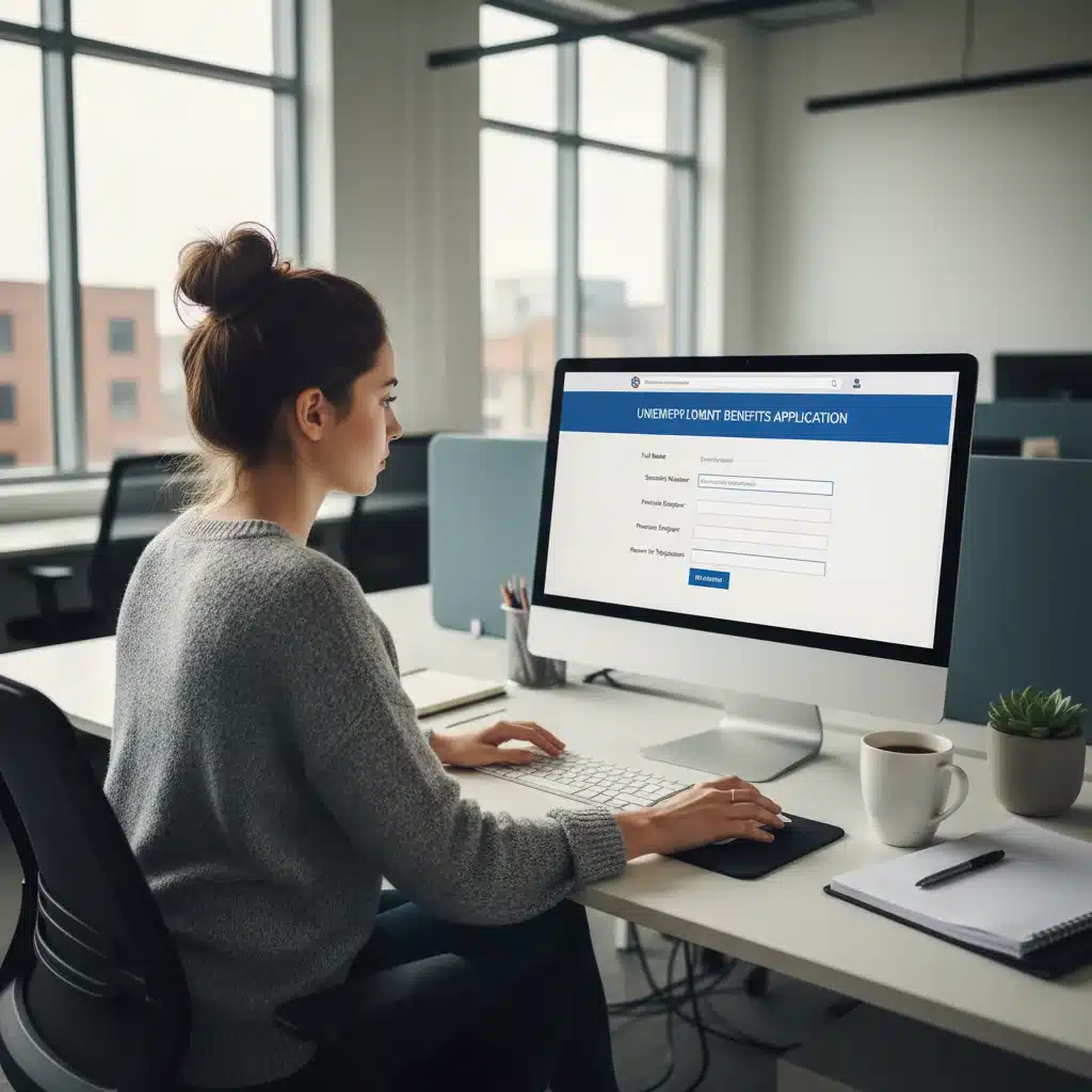Person applying for unemployment benefits online