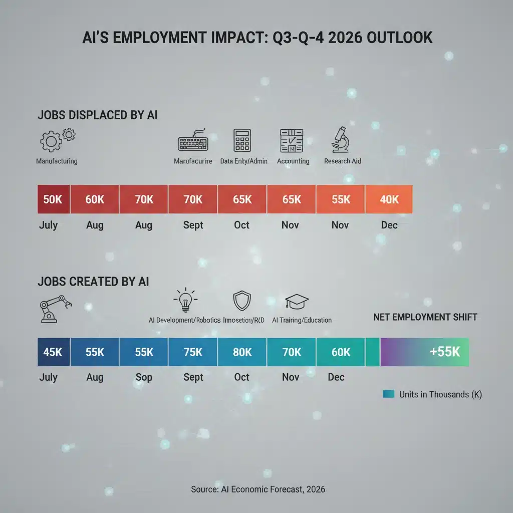 AI job displacement versus job creation trends in the U.S. economy