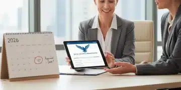 Person reviewing SSDI application forms on a tablet for 2026 benefits