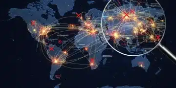 Global supply chain network showing disruption and impact on US consumer goods