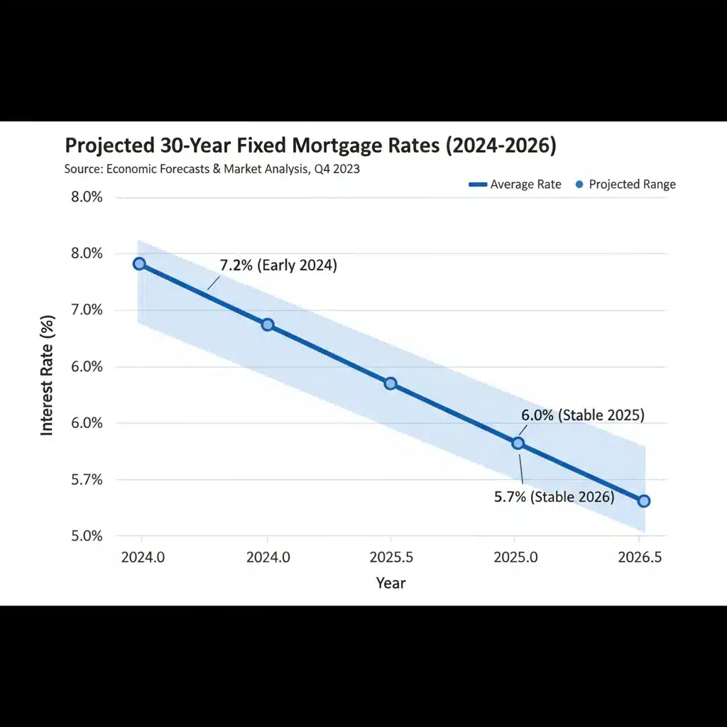 Projected 30-year fixed mortgage rate trajectory 2024-2026 chart