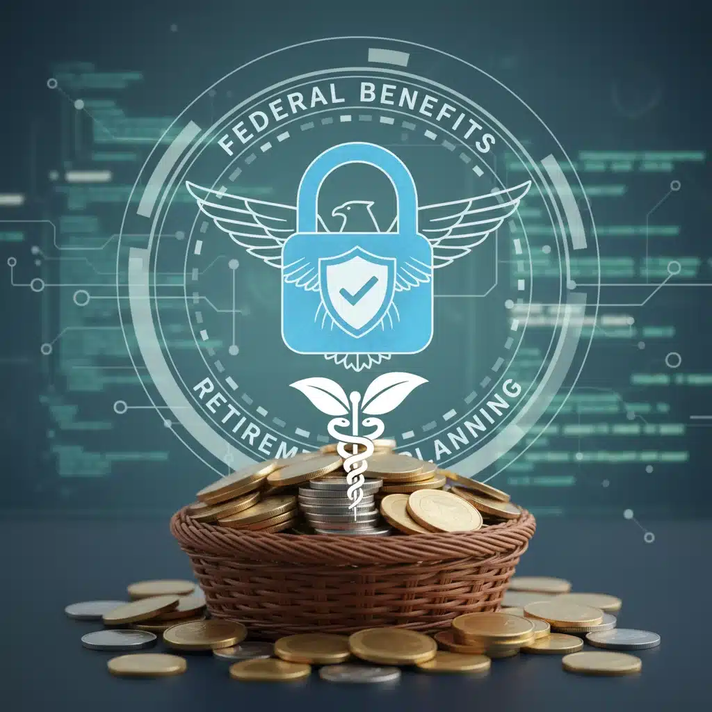 Digital lock symbolizing secure federal employee benefits and retirement funds.