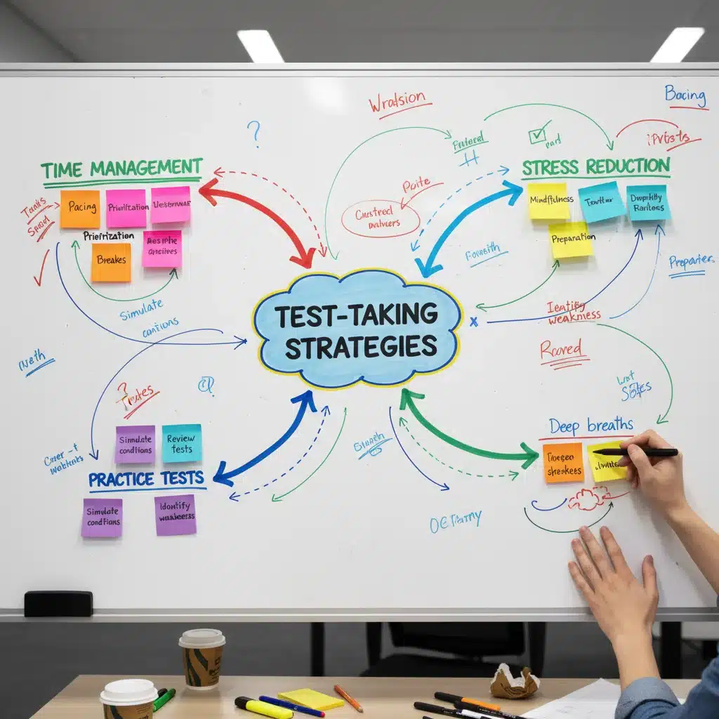 Mind map illustrating effective test-taking strategies for academic success.
